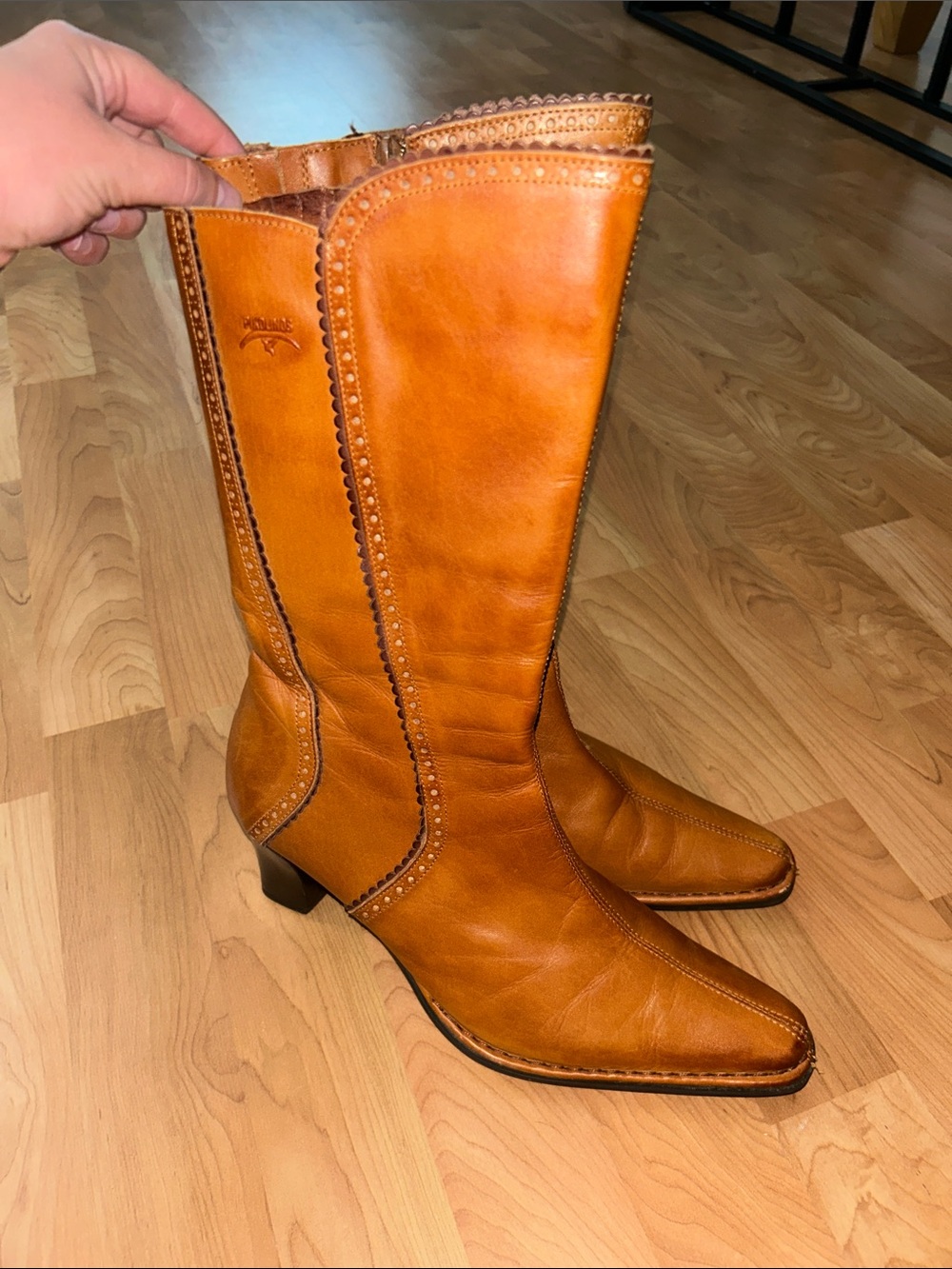 PIKOLINOS Chestnut Leather Mid-Heel Boots